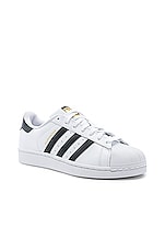 adidas Originals Superstar Foundation in White & Black & White, view 2, click to view large image.