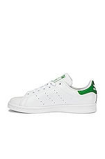 adidas Originals Stan Smith in White & Green, view 5, click to view large image.