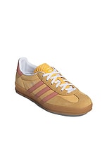 adidas Originals Gazelle Indoor in Semi Spark, Wonder Clay, & Cloud White, view 2, click to view large image.