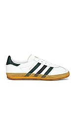 adidas Originals Gazelle Indoor in White, Collegiate Green, & Core Black, view 1, click to view large image.