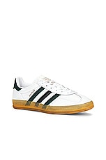 adidas Originals Gazelle Indoor in White, Collegiate Green, & Core Black, view 2, click to view large image.