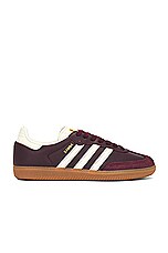 adidas Originals Samba OG in Maroon, Cream White, & Gold Metallic | FWRD