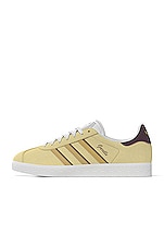 adidas Originals Gazelle in Almost Yellow, Oat, And Maroon, view 1, click to view large image.
