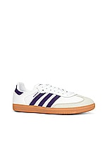 adidas Originals Samba OG in White, Energy Ink, & Off White, view 2, click to view large image.