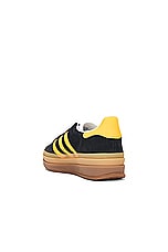 adidas Originals Gazelle Bold Platform in Core Black, Bold Gold, & White, view 3, click to view large image.