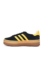 adidas Originals Gazelle Bold Platform in Core Black, Bold Gold, & White, view 5, click to view large image.