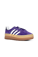 adidas Originals Gazelle Bold Platform in Energy Ink, White, & Collegiate Purple, view 2, click to view large image.