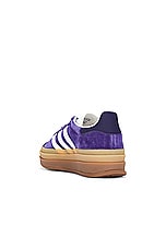 adidas Originals Gazelle Bold Platform in Energy Ink, White, & Collegiate Purple, view 3, click to view large image.