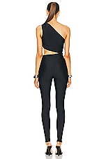 The Andamane Poppy One Shoulder Cut Out Jumpsuit in Black, view 4, click to view large image.