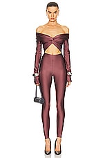 The Andamane Kendall Off Shoulder Jumpsuit in Mauve, view 1, click to view large image.