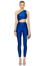 The Andamane Poppy One Shoulder Cut Out Jumpsuit in Cobalt, view 1, click to view large image.
