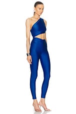 The Andamane Poppy One Shoulder Cut Out Jumpsuit in Cobalt, view 2, click to view large image.