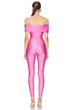 The Andamane Kendall Summer Off Shoulder Sleeveless Jumpsuit in Peony, view 3, click to view large image.