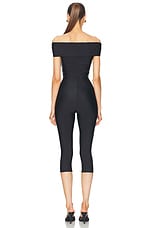 The Andamane Kendall Summer Off Shoulder Sleeveless Capri Jumpsuit in Black, view 3, click to view large image.