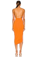 The Andamane Irina Draped Midi Dress in Orange, view 3, click to view large image.