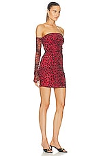 The Andamane Linda Mini Off Shoulder Dress in Red Animalier, view 2, click to view large image.
