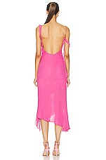 The Andamane Miranda Midi Ruffle Dress in Flamingo Pink, view 4, click to view large image.