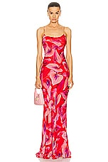 The Andamane Ninfea Maxi Slip Dress in Anthurium Multi, view 1, click to view large image.