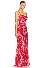 The Andamane Ninfea Maxi Slip Dress in Anthurium Multi, view 2, click to view large image.