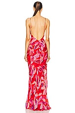 The Andamane Ninfea Maxi Slip Dress in Anthurium Multi, view 3, click to view large image.