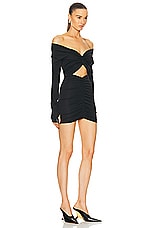 The Andamane Kendall Off Shoulder Mini Dress in Black, view 2, click to view large image.