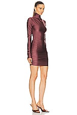 The Andamane Oleandra Turtleneck Draped Mini Dress in Mauve, view 2, click to view large image.