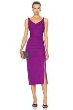 The Andamane Providence Detailed Shoulder Midi Dress in Amethyst, view 1, click to view large image.