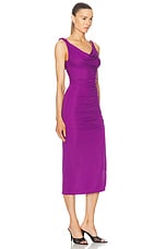 The Andamane Providence Detailed Shoulder Midi Dress in Amethyst, view 2, click to view large image.