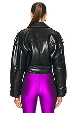 The Andamane Nova Oversized Biker Jacket in Black, view 3, click to view large image.