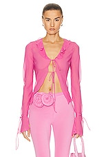 The Andamane Mia Ruffle Blouse in Flamingo Pink, view 1, click to view large image.