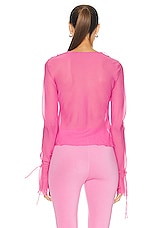The Andamane Mia Ruffle Blouse in Flamingo Pink, view 3, click to view large image.