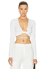 The Andamane Judy Wrap Top in White, view 1, click to view large image.