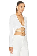 The Andamane Judy Wrap Top in White, view 2, click to view large image.