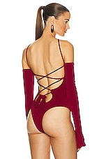 The Andamane Maddy Bodysuit in Ruby, view 4, click to view large image.