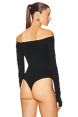 The Andamane Nadia Off Shoulder Bodysuit in Black, view 4, click to view large image.