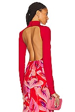 The Andamane Parker Open Back Bodysuit in Red, view 1, click to view large image.