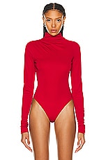 The Andamane Parker Open Back Bodysuit in Red, view 2, click to view large image.