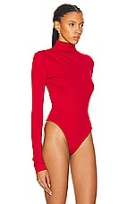 The Andamane Parker Open Back Bodysuit in Red, view 3, click to view large image.
