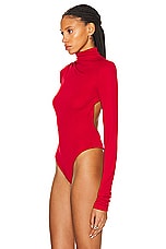 The Andamane Parker Open Back Bodysuit in Red, view 4, click to view large image.