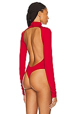 The Andamane Parker Open Back Bodysuit in Red, view 5, click to view large image.