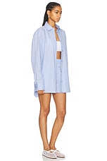 The Andamane Georgiana Oversized Shirt &amp; Boyfriend Boxer Short Set in Light Blue & White, view 2, click to view large image.