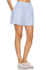 The Andamane Georgiana Oversized Shirt &amp; Boyfriend Boxer Short Set in Light Blue & White, view 5, click to view large image.