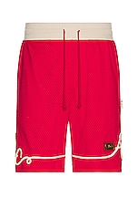 Advisory Board Crystals Soutache Basketball Short in Garnet Red, view 1, click to view large image.