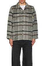 Advisory Board Crystals Bleachers Shirt Jacket in Grey, view 4, click to view large image.