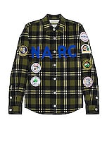 Advisory Board Crystals Narc Flannel Shirt in Green Plaid, view 1, click to view large image.
