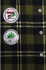Advisory Board Crystals Narc Flannel Shirt in Green Plaid, view 3, click to view large image.