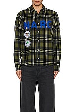 Advisory Board Crystals Narc Flannel Shirt in Green Plaid, view 4, click to view large image.