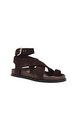 A.EMERY Jalen Sandal in Walnut Suede, view 2, click to view large image.