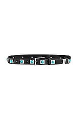 AUREUM Studded Belt in Silver & Turquoise, view 1, click to view large image.