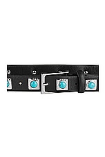 AUREUM Studded Belt in Silver & Turquoise, view 2, click to view large image.